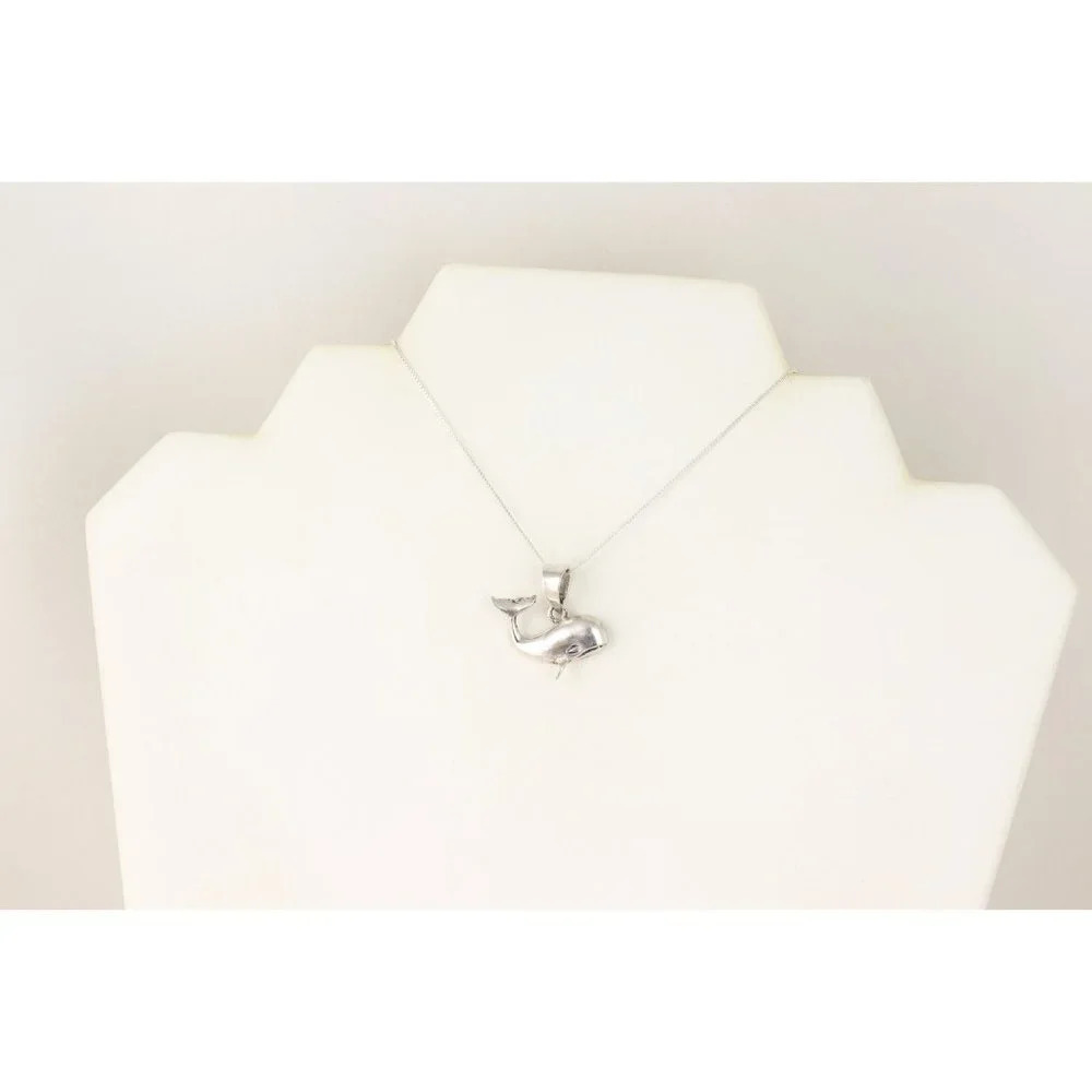 Sterling Silver Whale Necklace 18 inch Chain - Picture 6 of 7